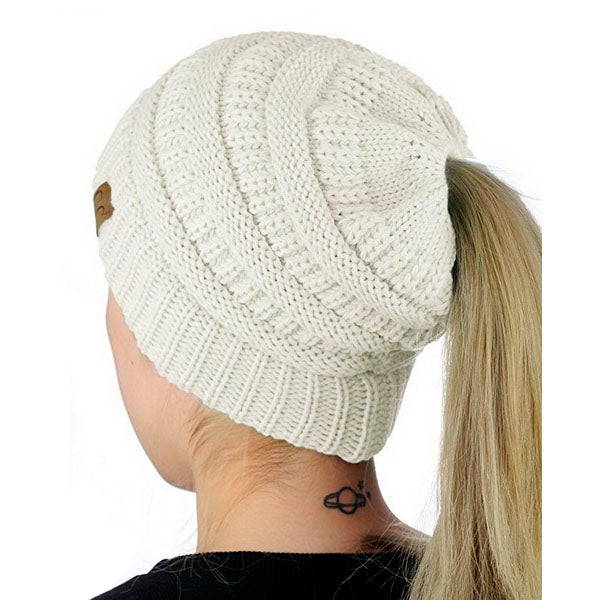 Wholesale Women Knitted Ponytail Beanie