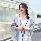 Boho Knitted Poncho open front