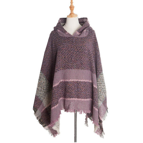 Hooded Knitted Poncho