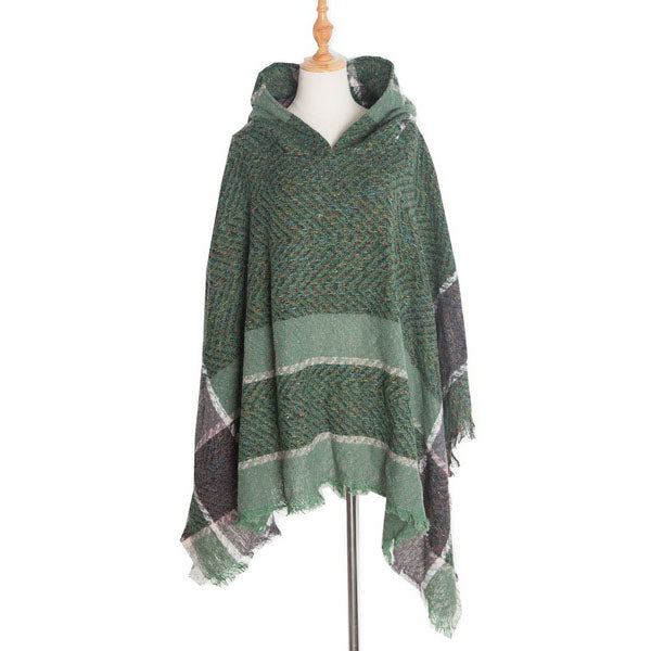 Hooded Knitted Poncho