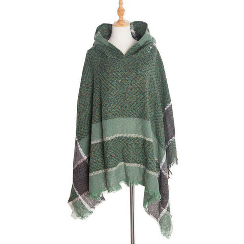 Hooded Knitted Poncho