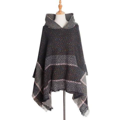 Hooded Knitted Poncho
