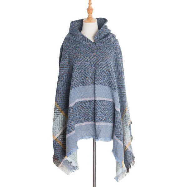 Hooded Knitted Poncho