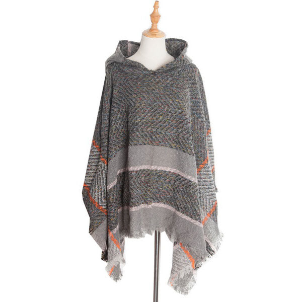 Hooded Knitted Poncho