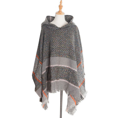 Hooded Knitted Poncho