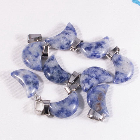 Moon Gemstone Pendant with Necklace - Sodalite