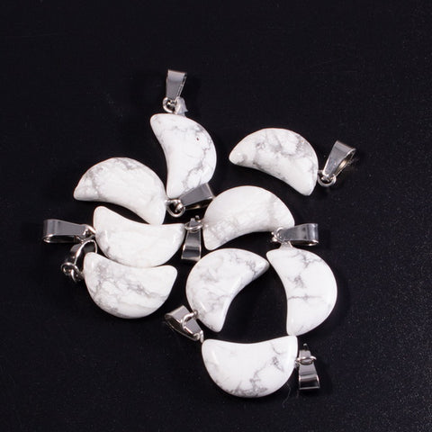 Moon Gemstone Pendant with Necklace - White Turquoise