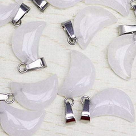 Moon Gemstone Pendant with Necklace - Clear Quartz