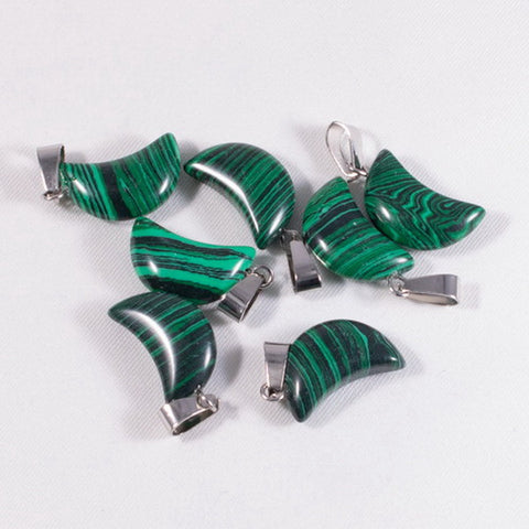 Moon Gemstone Pendant with Necklace - Malachite
