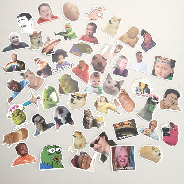 Meme Emote Sticker 50pc Funny Various Memes Emoji Collection Stickers – Country Handywork ...