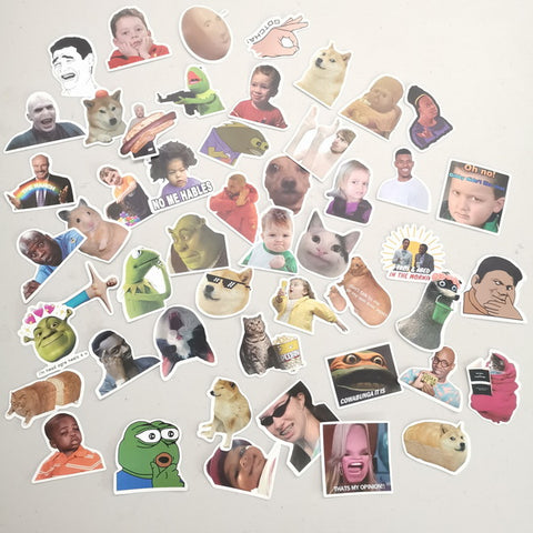 50pc Funny Various Memes Emoji Collection Stickers