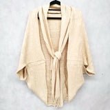 Women Free Size Knitted Poncho with Decoration Scarf