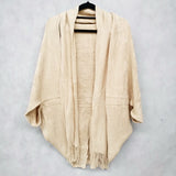 Women Free Size Knitted Poncho with Decoration Scarf