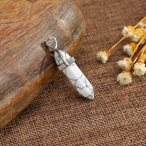 Gemstone Pendant with Necklace - White Turquoise