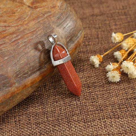 Gemstone Pendant with Necklace - Gold Sandstone