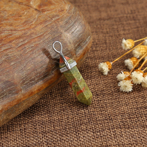 Gemstone Pendant with Necklace - Unakite