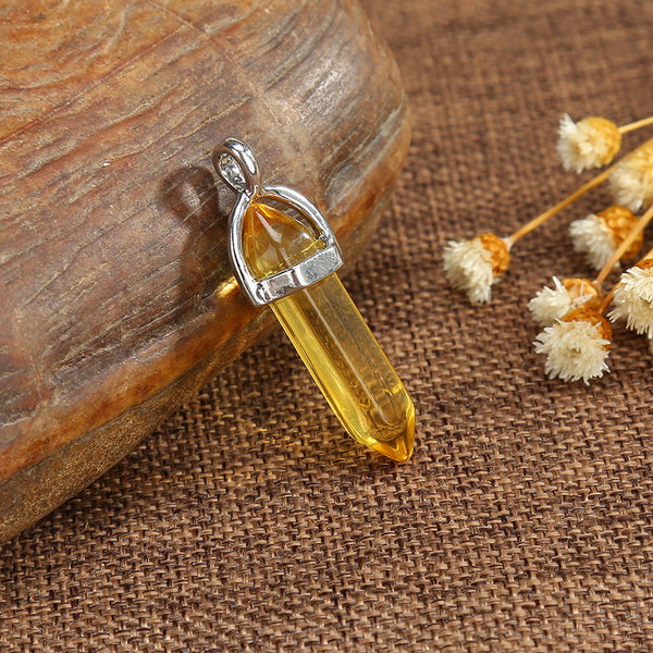 Gemstone Pendant with Necklace - Yellow Quartz
