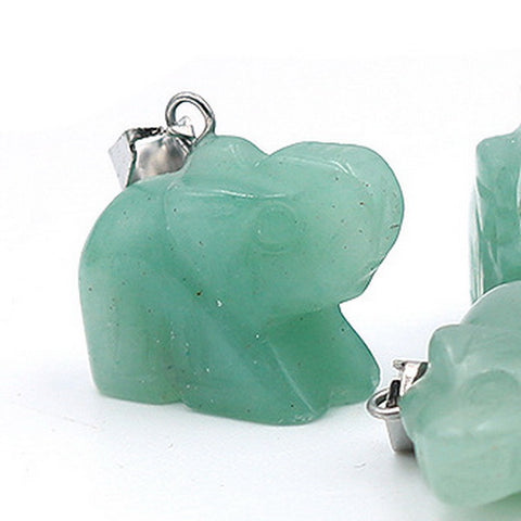 Elephant Gemstone Pendant with Necklace - Aventurine