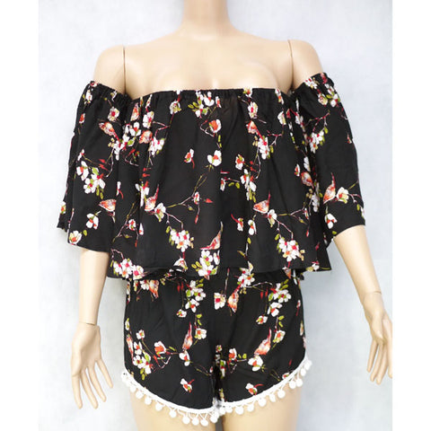 Off Shoulder Cotton Top & Pant Set Free Size