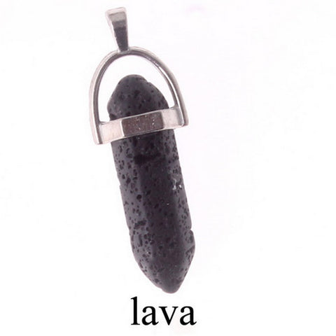 Gemstone Pendant with Necklace - Lava Stone